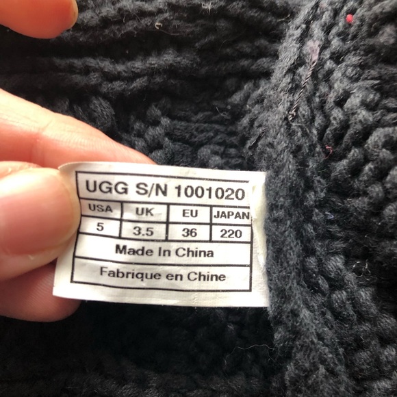 UGG Knit Boots Patchwork Tall Black Bleached Full Zip Sock Boot 1001020 Women 5 - Picture 7 of 13
